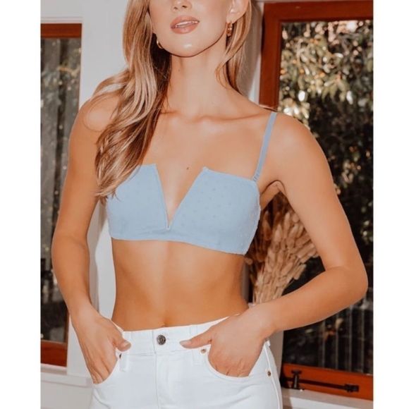 Free People Sierra Mesh Swiss Dot Bandeau Blue Color NWT Size Small - Picture 3 of 7